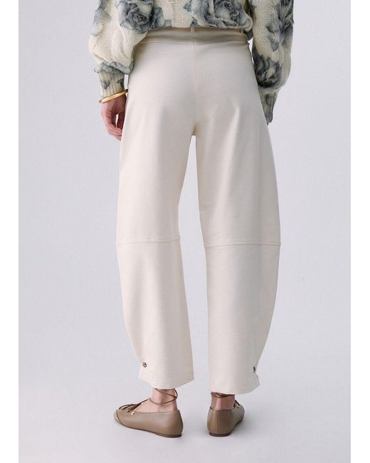 Liu Jo White Logo-Plaque Cropped Trousers