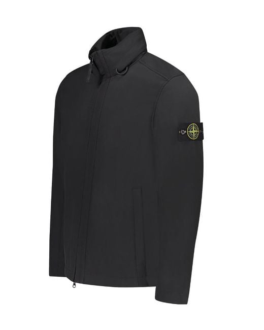 Stone Island Black Logo Patch High Neck Jacket for men