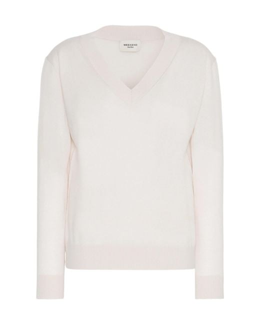Weekend by Maxmara White Talamo V-Neck Sweater