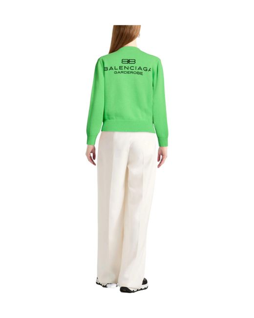 Balenciaga Green Solid-Colored Wool Sweater