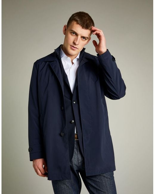 Fay Blue Single-Breasted Long-Sleeved Coat for men