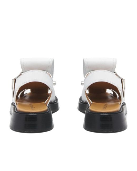 McQueen White T-Bar Cage Sandals