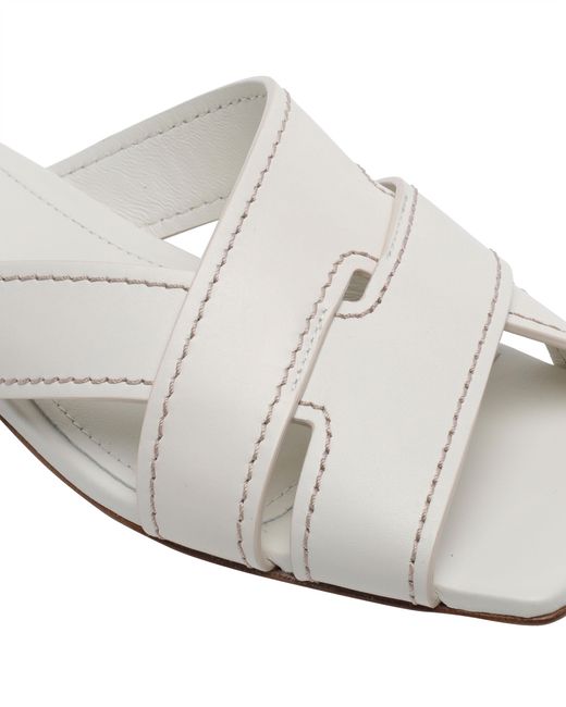 Tod's White Cross-Strap Flat Sandals