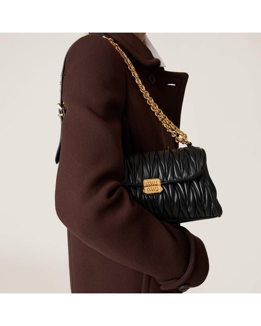 Miu Miu Black Matelassé Nappa Leather Shoulder Bag