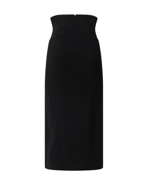 Pinko Black High-Waist Midi Skirt