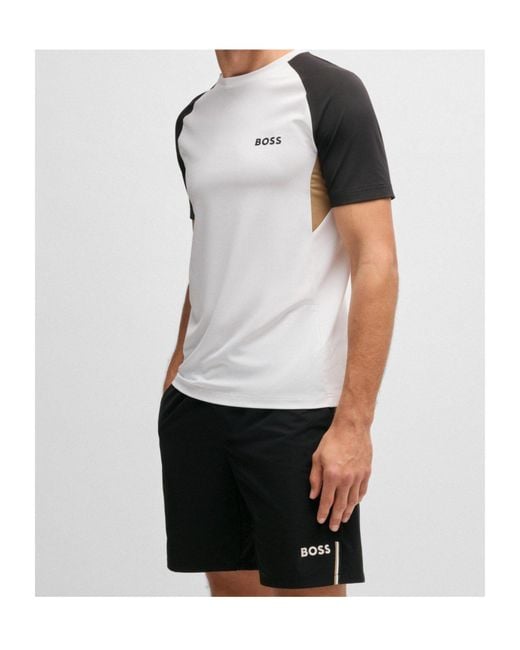 Boss White Logo Crew-Neck T-Shirt for men