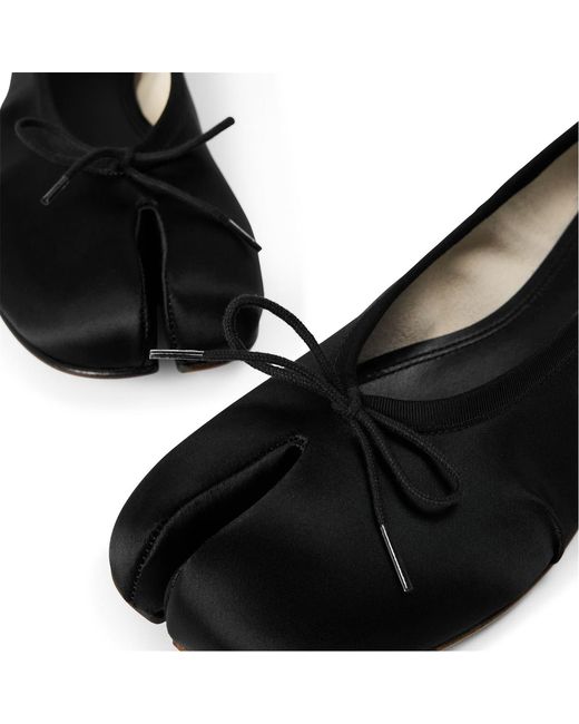 Maison Margiela Black Tabi Logo Ballet Shoes