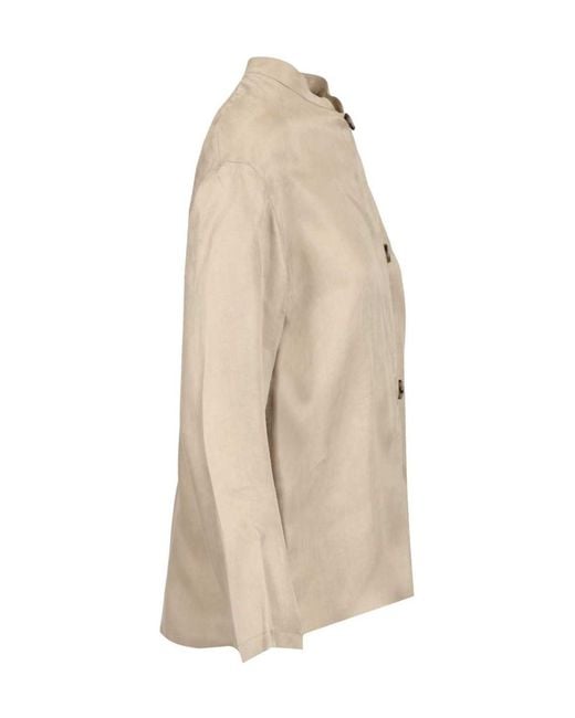 Emporio Armani Natural Stand-Collar Button Shirt