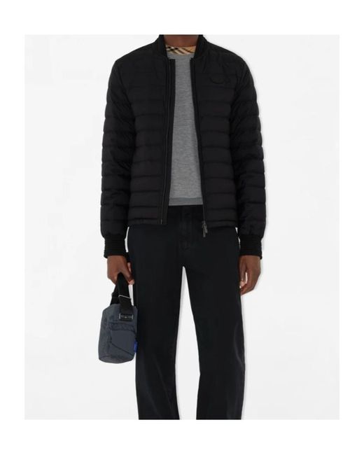 Burberry Blue Logo Detailed Zip-Up Padded Jacket for men