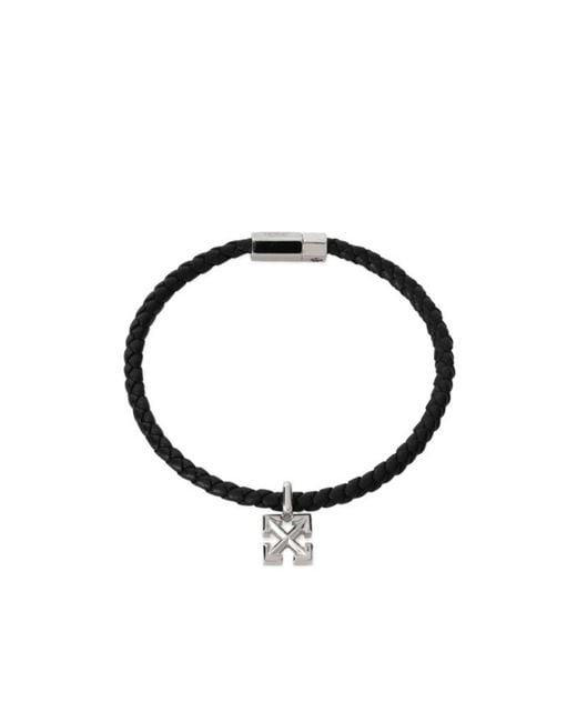 Off-White c/o Virgil Abloh Metallic Braided Leather Arrows Bracelet for men