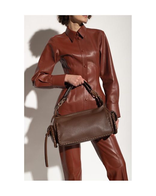 Chloé Brown Chloé Nahir Zipped Shoulder Bag