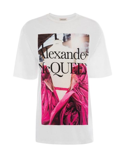 McQueen Pink Item O-Neck Short-Sleeved T-Shirt
