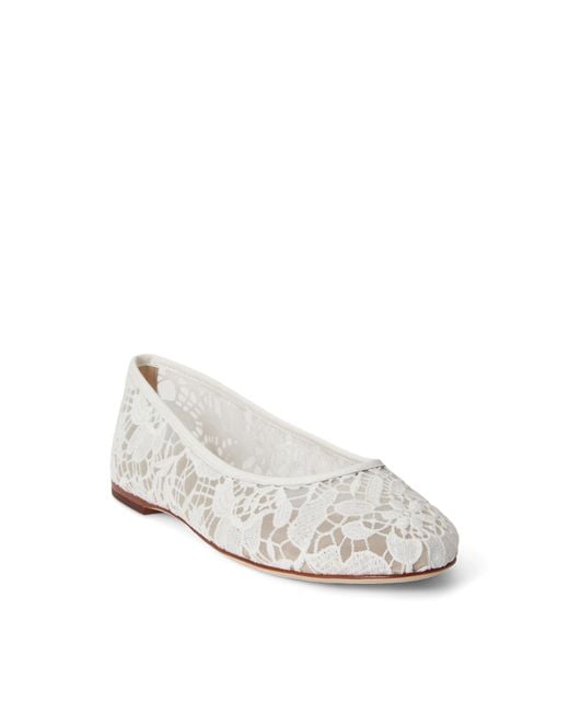Ralph Lauren White Solid Color Ballet Pumps