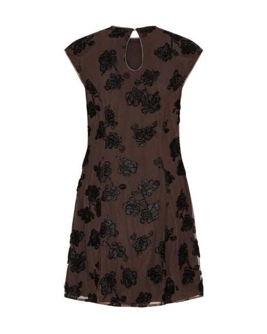 ROTATE BIRGER CHRISTENSEN Black Floral-Motif Mini Dress