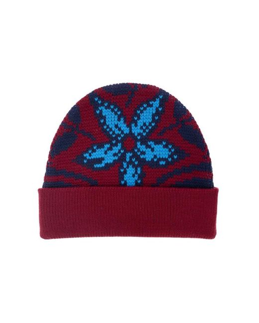 Etro Red Turn-Up Hem Knitted Beanie