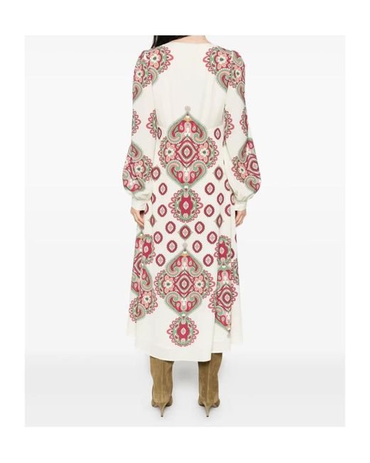 Etro White Paisley-Print Long-Sleeve Dress