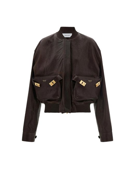 Ferragamo Black Leather Outerwears