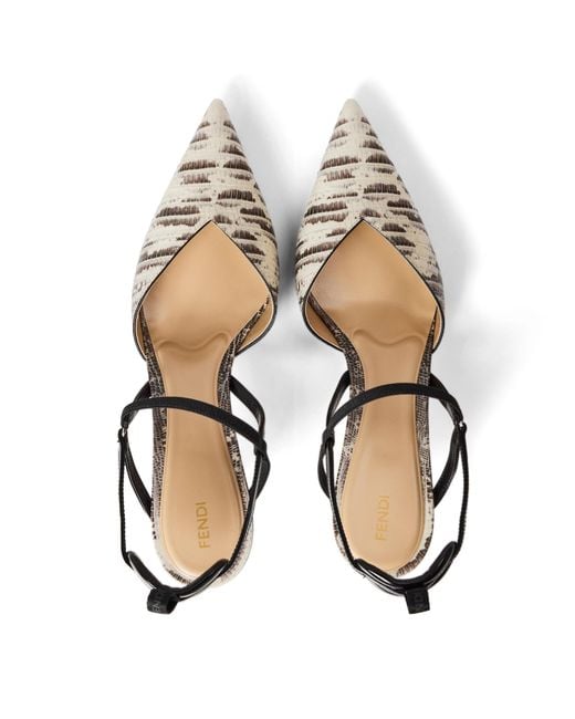 Fendi Metallic Snake Print Pointed Toe Pump