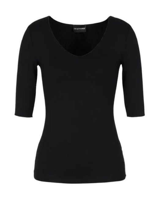 Emporio Armani Blue Stretch V-Neck T-Shirt