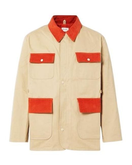 Bode Orange Corduroy-Trimmed Cotton Twill Field Jacket for men