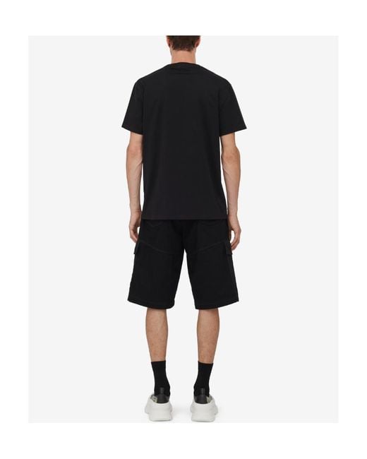 McQueen Black Hybrid Denim Straight Leg Shorts for men