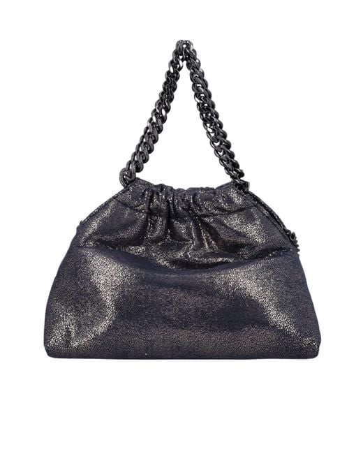 Stella McCartney Black Logo Plaque Falabella Mini Drawstring Bag