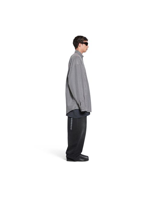 Balenciaga Gray Checked Oversized Shirt for men