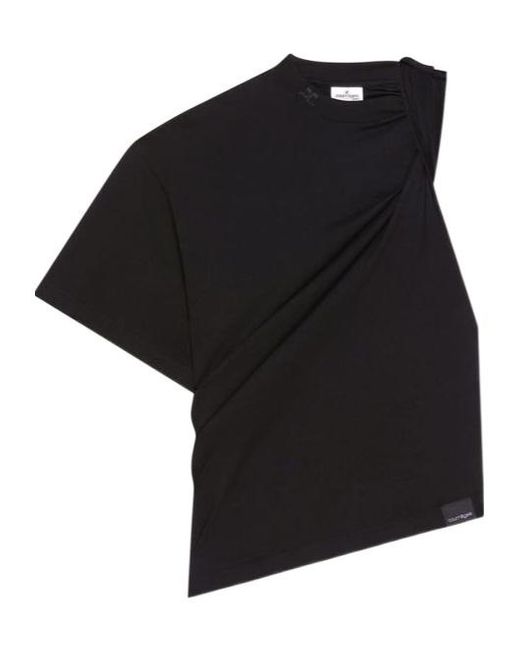Courreges Black Twist Asymmetrical T-Shirt