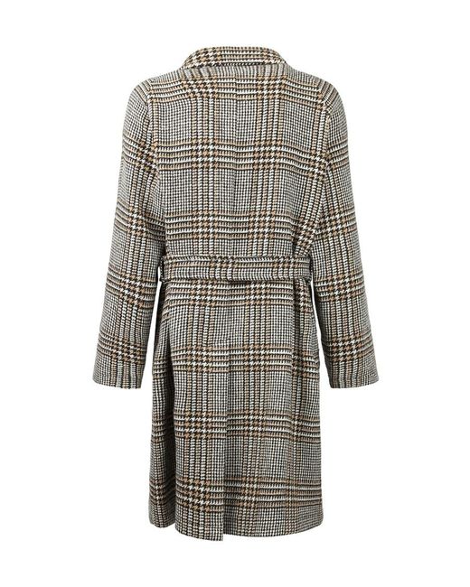 Tagliatore Gray Check-Print Tie-Waist Single-Breasted Coat for men