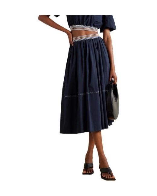 Veronica Beard Blue Evelina Pleated Skirt