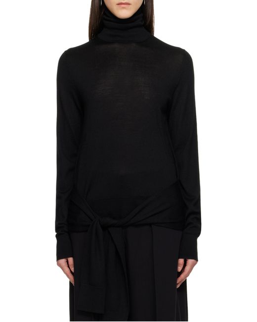 Totême  Black Totême Double-Sleeve Turtleneck Top