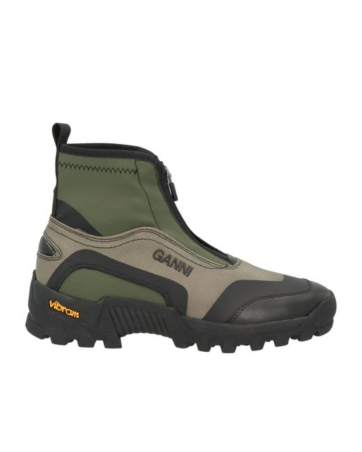 Ganni Green Low-Heel Hiking Boots