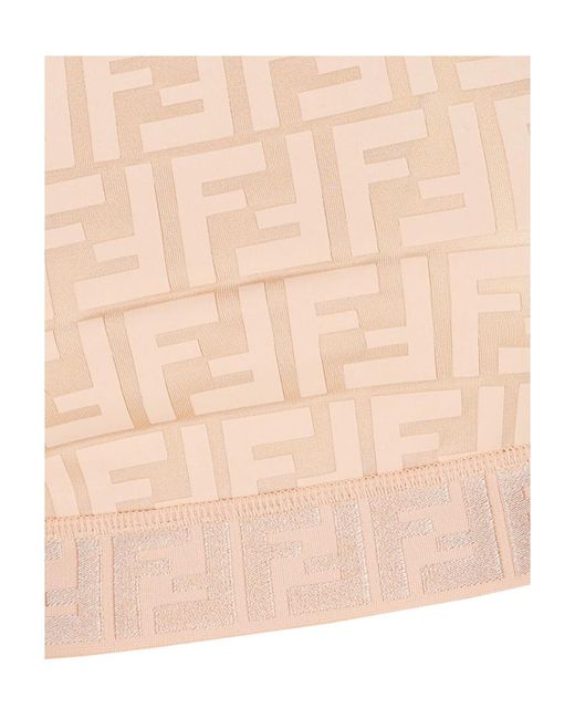 Fendi Natural Monogram-Pattern Cropped Top