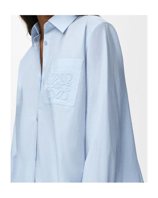 Loewe Blue Anagram-Embroidered Shirt