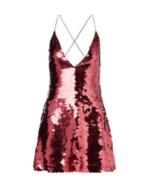 Alex Perry Red Sequined Open-Back Minidress