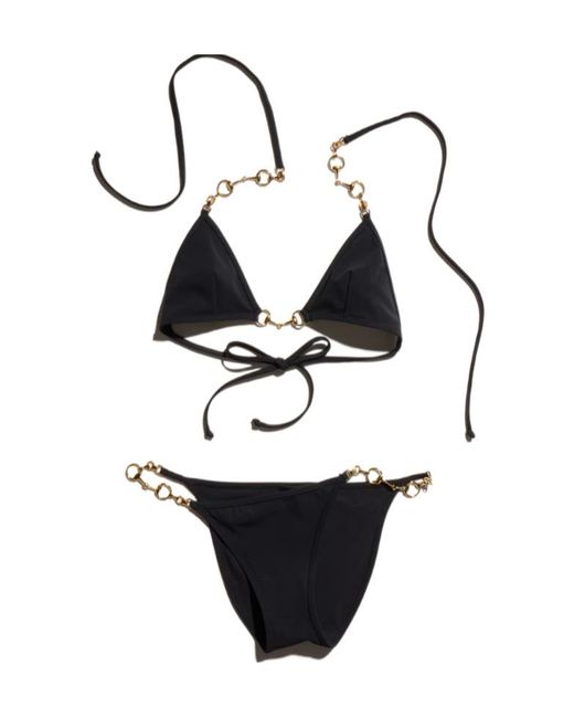 Gucci White Horsebit Detailed Two-Piece Bikini