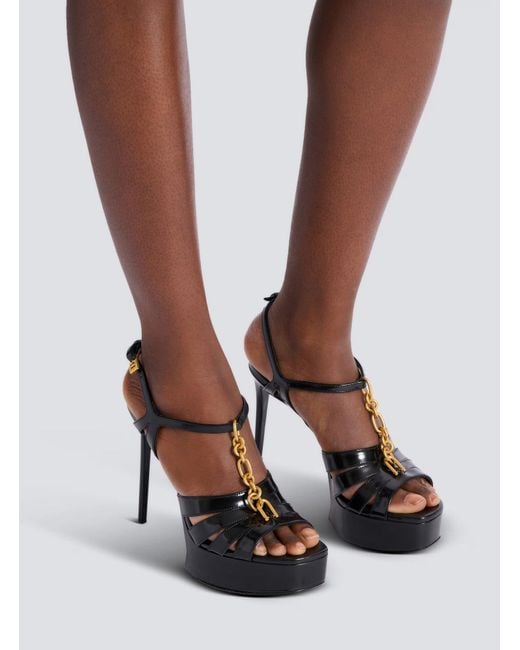 Balmain Black Sync Platform Sandals