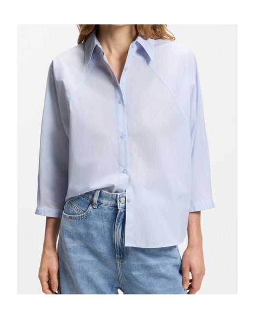 Boss White Relaxed-Fit Blouse
