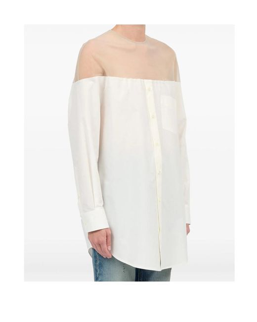 MM6 by Maison Margiela White Panelled Long Sleeved Shirt