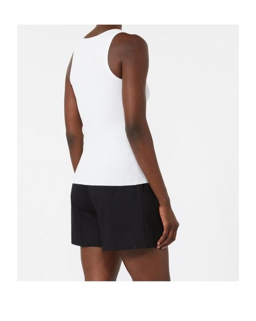 Max Mara White Ghiro Ribbed Knit Tank Top