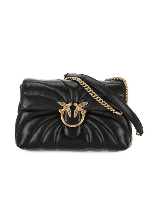 Pinko Black Love Puff Large Butterfly Quilted Crossbody Bag