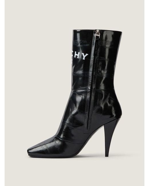 Givenchy Black Logo Printed Square-Toe Boots