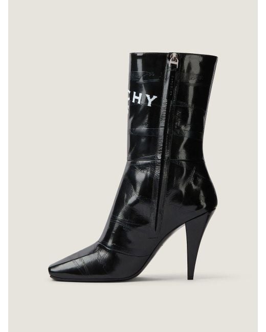 Givenchy Black Logo Printed Square-Toe Boots