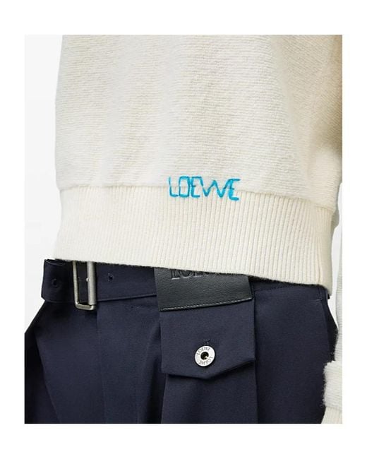 Loewe White Logo Embroidered Crewneck Jumper