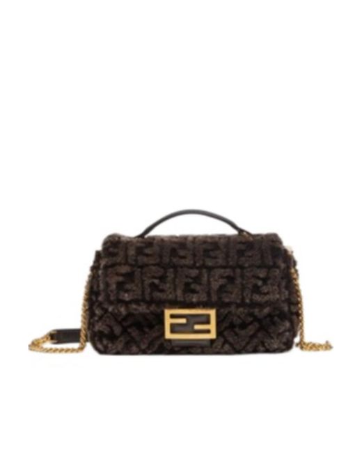 Fendi Black Dark Sheepskin Bag With Ff Motif