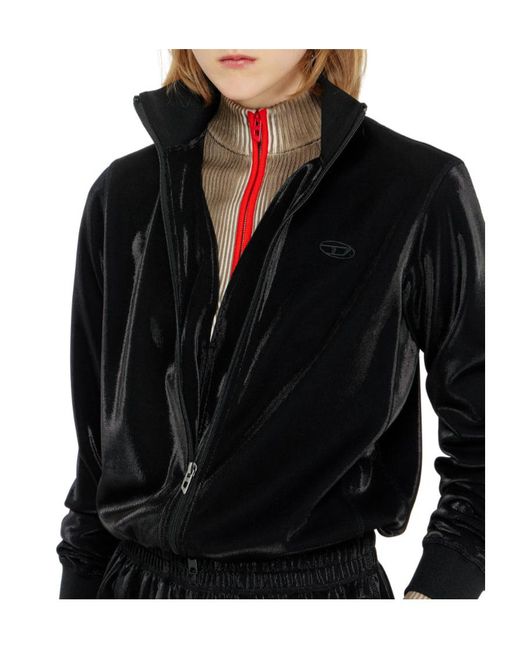 DIESEL Blue Shiny Piquet Effect Zipped Sweatshirt