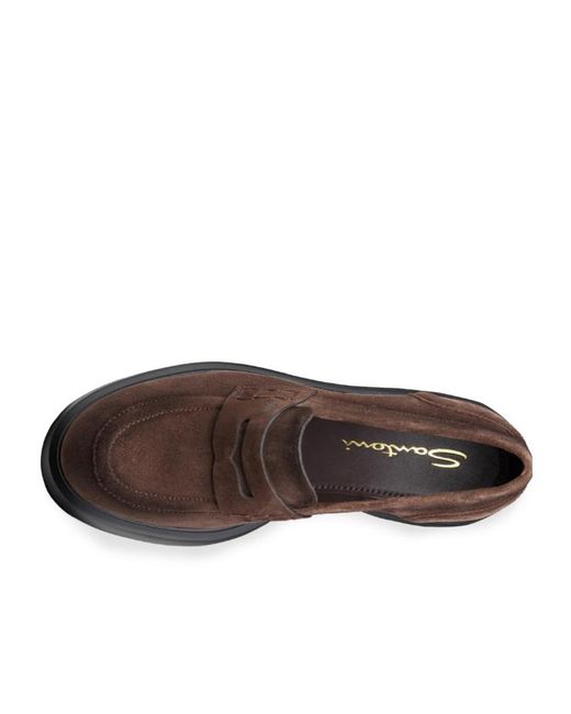 Santoni Brown Suede Platform Loafers