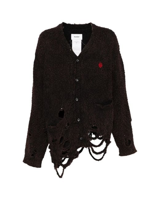 トップス doublet DESTROYED CARDIGAN M Doublet Distressed-Effect Knitted Cardigan in Black for Men | Lyst
