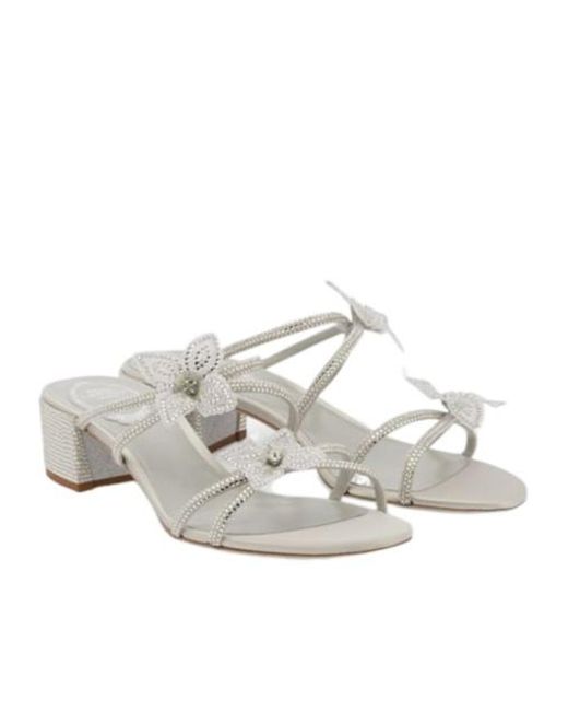 Rene Caovilla White Caterina Embellished Bow-Detail Sandals