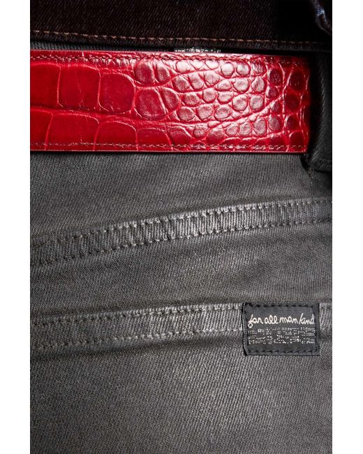 7 For All Mankind Gray Calie Logo-Patch Straight Jeans